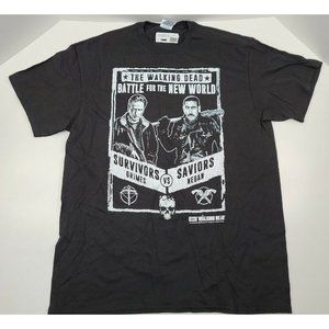 AMC The Walking Dead Battle for the New World Survivors Saviors T-shirt Size L